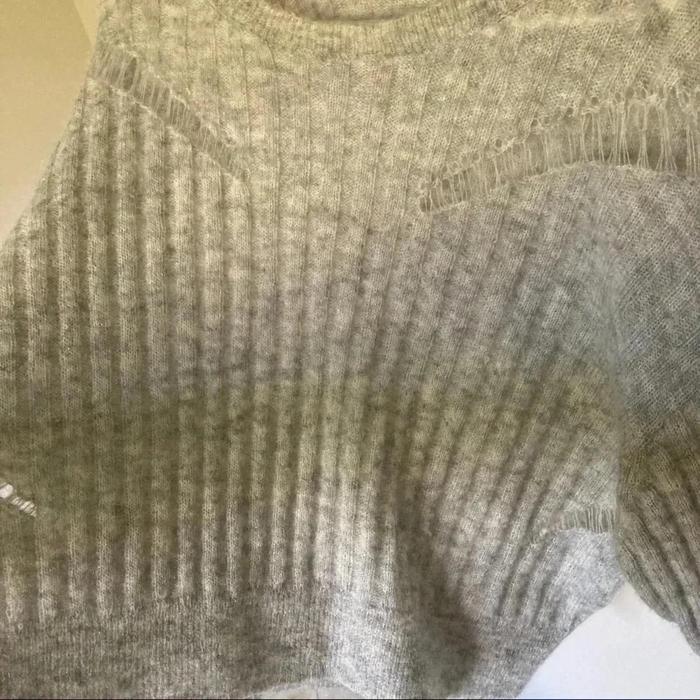 IRO Opera Slashed Sweater Wool/Mohair Sz XS Pearl Gray